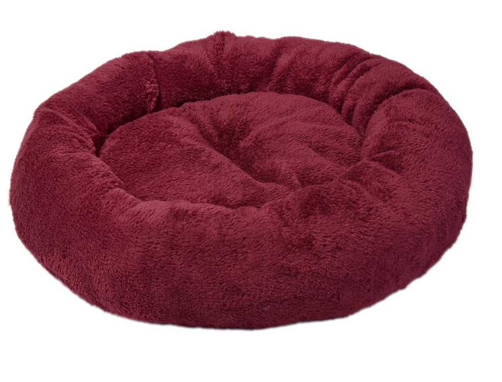Plush Round Red Bed